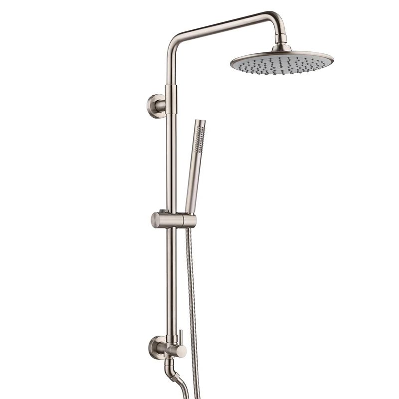 sumerain Brushed Nickel Retrofit Shower Systems with 9 Inch Rain Shower Head 2.5GPM, Brass Handheld Shower, Adjustable Slide Bar, Brass Diverter and 59" Stainless Steel Shower Hose