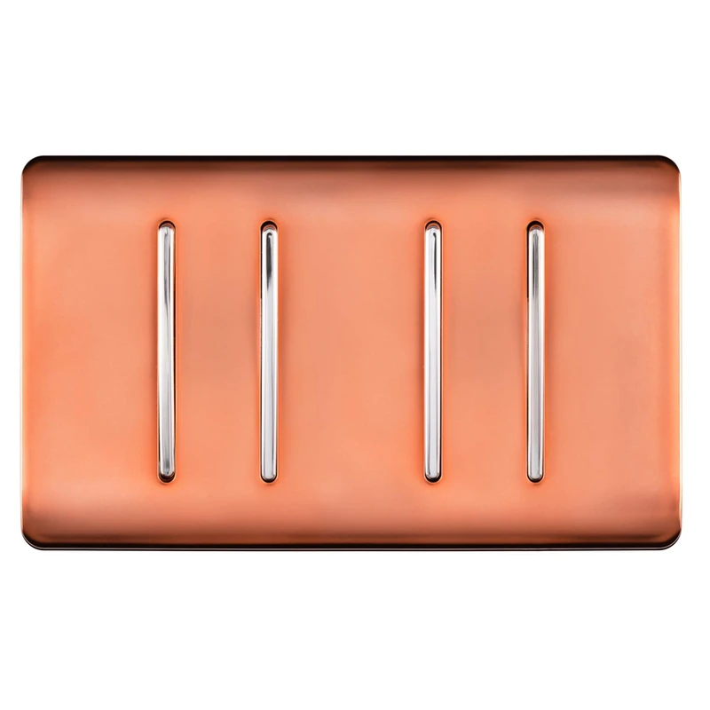 Trendi 4 Gang 3 Way Intermediate Artistic Modern 10 Amp Rocker Light Switch Copper