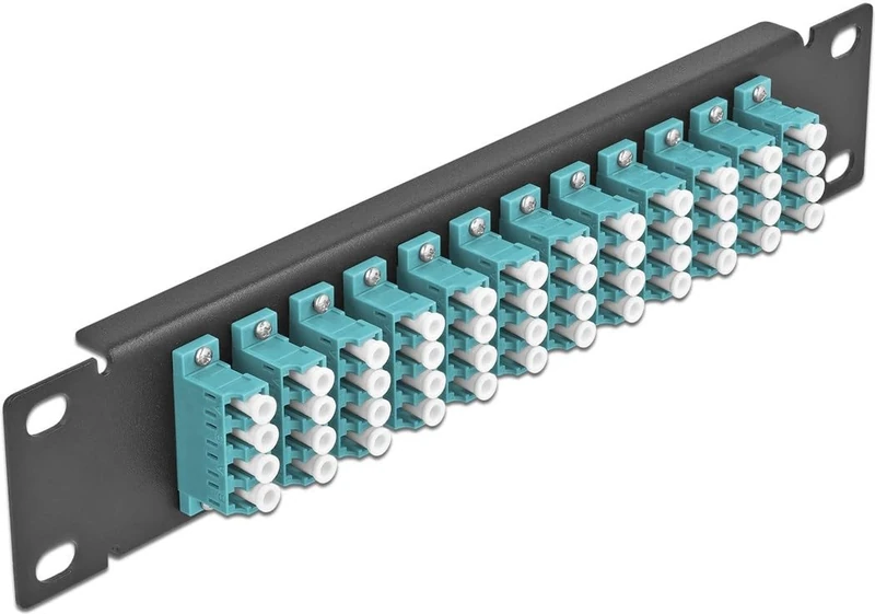 Delock 10 Inch LWL Patch Panel 12 Port LC Quad Aqua 1 HE Black - Image 1