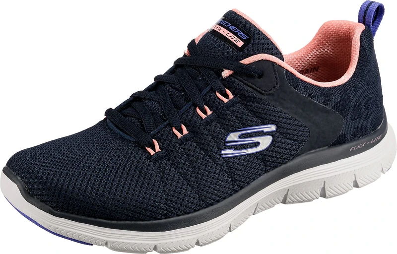 Skechers Women's Flex Appeal 4.0 Elegant Ways Sneaker,Navy Mesh/Multi Trim,7 UK