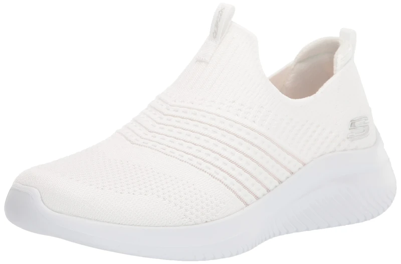 Skechers Women's Ultra Flex 3.0 Classy Charm Sneaker, White Knit/Trim, 5 UK