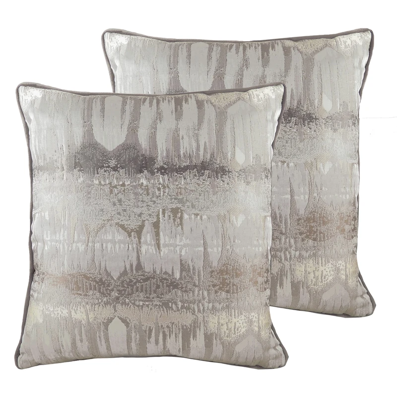 furn. Inca Twin Pack Polyester Filled Cushions, Steel Grey, 43 x 43cm