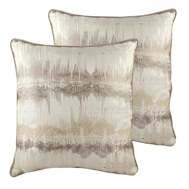 furn. Inca Twin Pack Feather Filled Cushions, Mocha, 43 x 43cm - Image 1