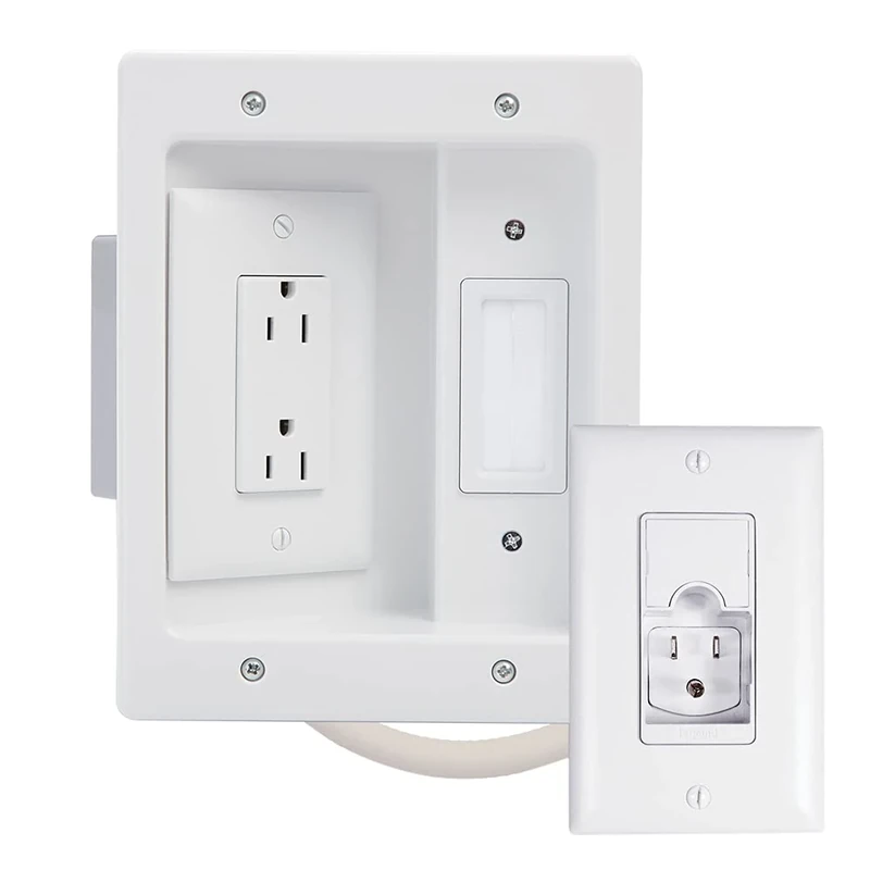 Legrand - OnQ, White, 5.1, HT22U2-WH-R12 Legrand, Recessed In Wall TV Power, Pro Power & Cable Management, Long Range Kit, Home Office & Theater, HT22U2WHR12