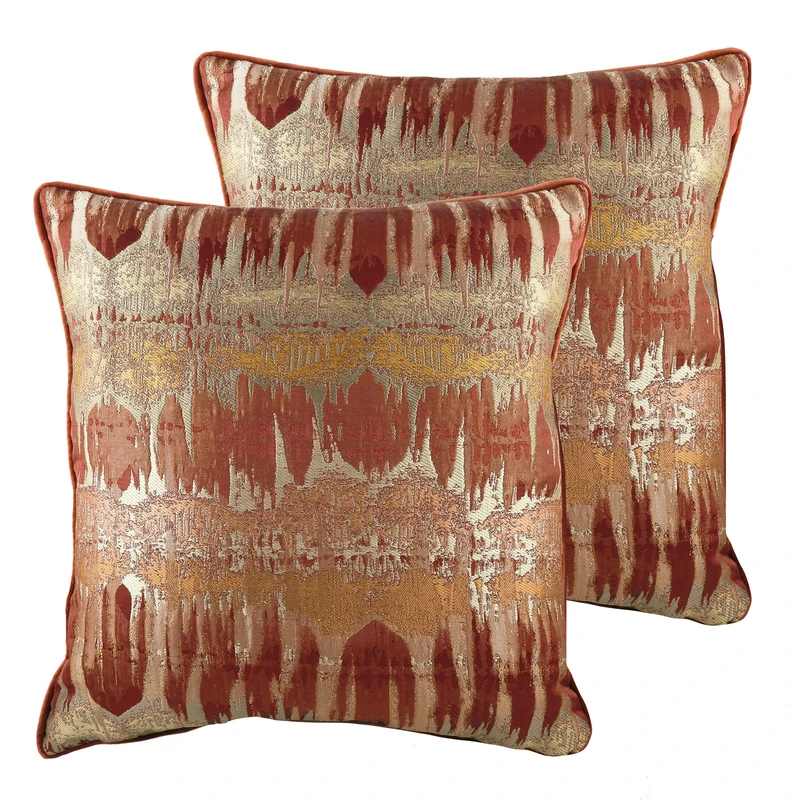 Evans Lichfield Inca Feather Filled Cushions (Twin Pack), Polyester, Terracotta