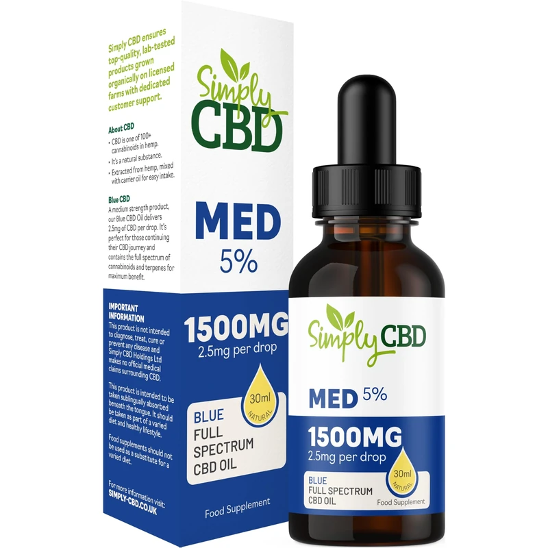 Simply CBD Blue Oil Drops - 5% Strength - Natural Flavour - 30ml