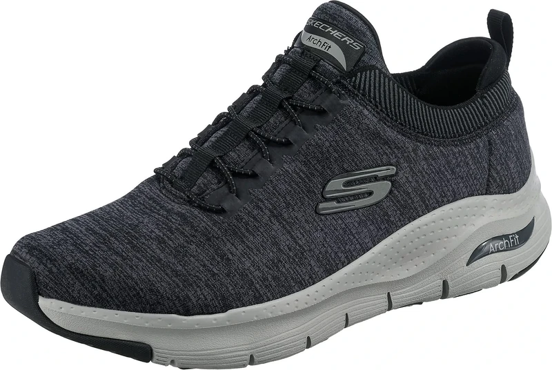 Skechers Men's Arch FIT WAVEPORT Sneaker, Black Mesh/Gray Trim, 9.5 UK