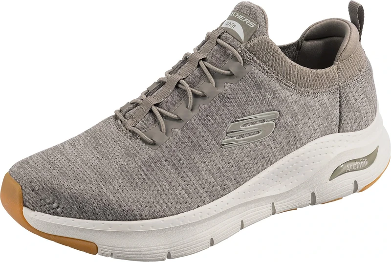 Skechers Men's Arch Fit Waveport Sneaker, Taupe Mesh/Trim, 6 UK