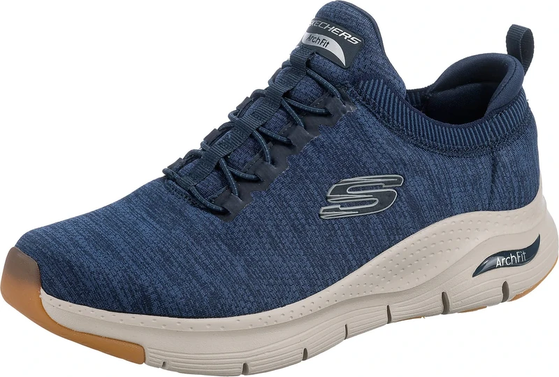 Skechers Men's Arch Fit Waveport Sneaker, Navy Mesh/Trim, 6 UK