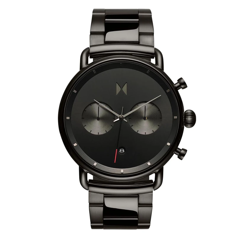 MVMT Blacktop Chronograph Watch in Stainless Steel and Leather Bands