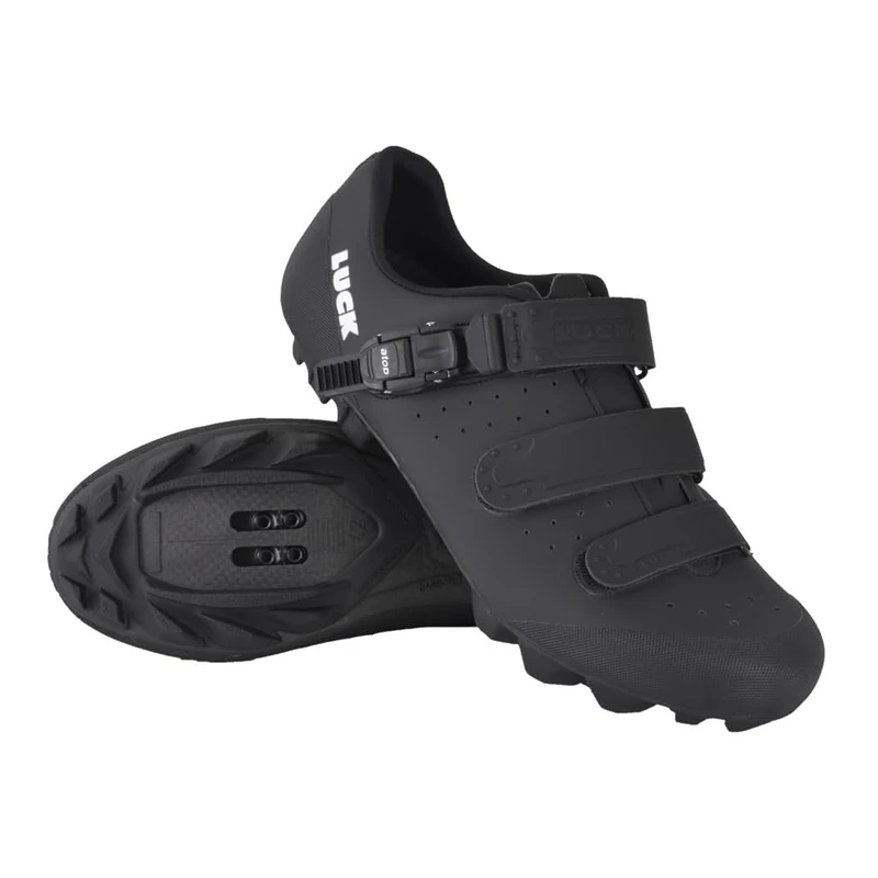 LUCK Cronos MTB Shoes | Cycling Shoes for Men and Women | Mountain Bike Shoes | Carbon Sole | Millimetric Closure, Black/White, 9 UK