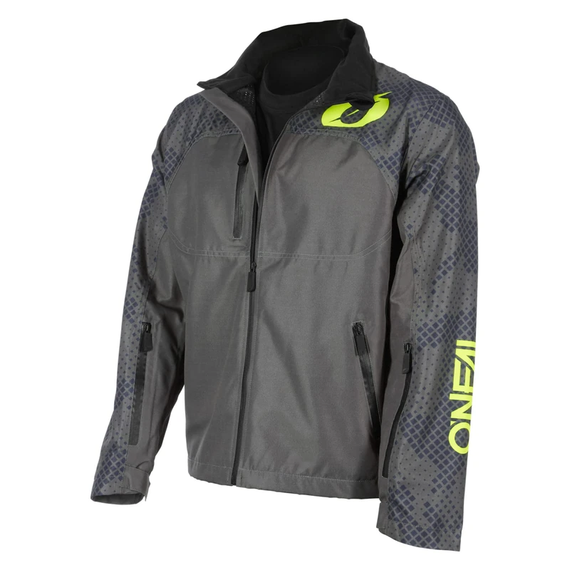 O'NEAL | Mountain Bike Jacket | MTB Mountain Bike DH Downhill FR Freeride | Waterproof, Underarm Ventilation, Soft Touch Material | Shore Rain V.22 Jacket | Adult | Grey Neon Yellow | Size M