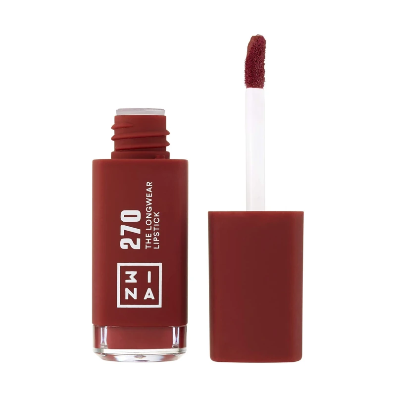 3INA MAKEUP - Vegan - The Longwear Lipstick 270 - Dark red - 8H Long Lasting Lipstick - Highly Pigmented - Fast Drying Formula - Wand Applicator - Liquid Lipstick Matte - Cruelty Free