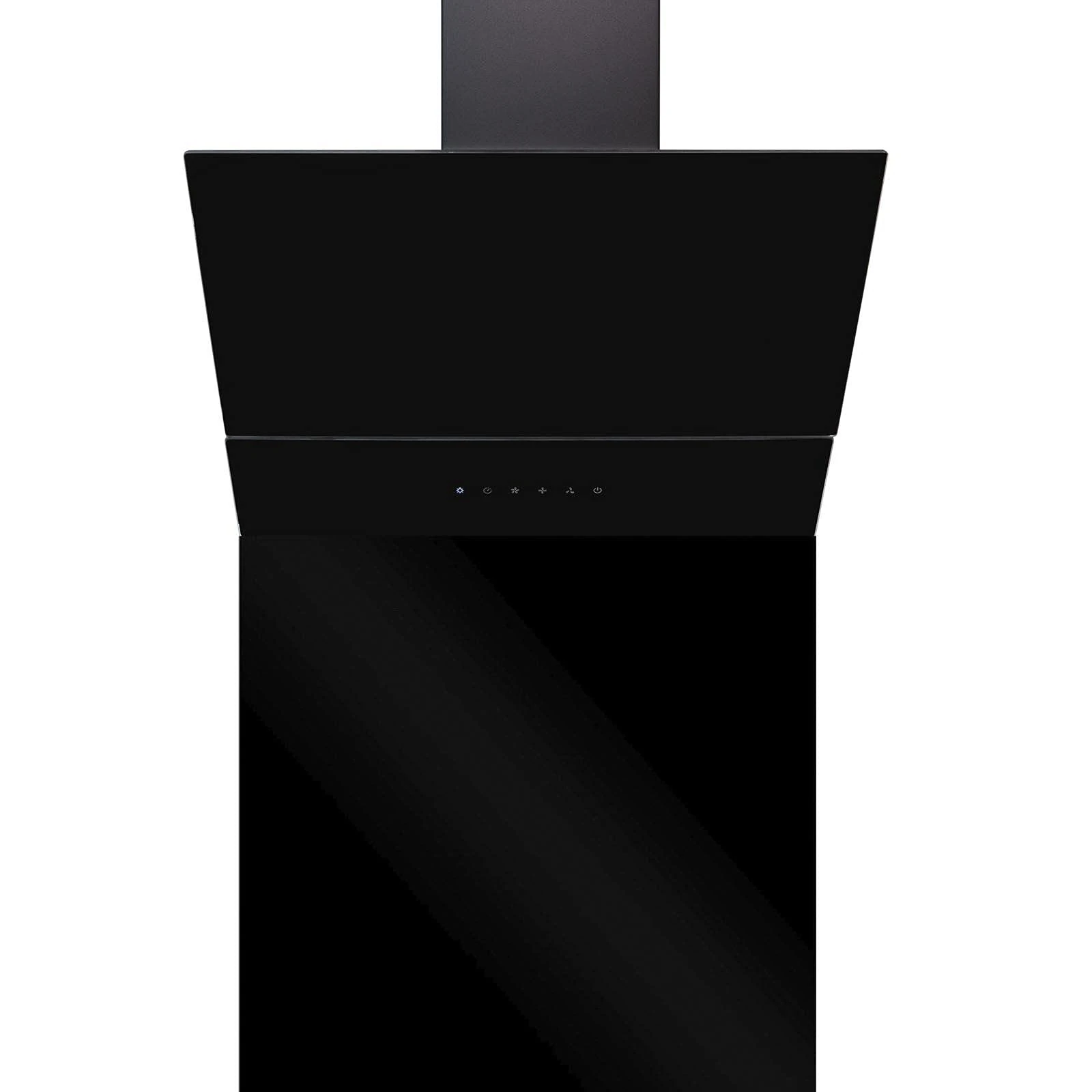 SIA AGTC60BL 60cm Black Angled Motorised Sliding Glass Cooker Hood Extractor Fan & SP60BL Toughened Glass Splashback