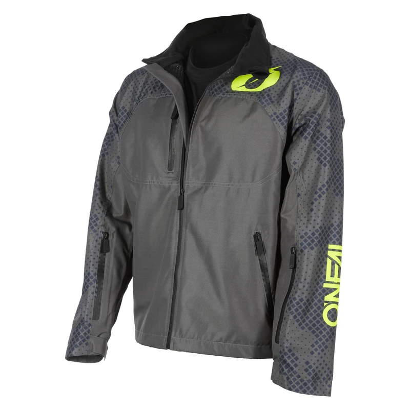 O'NEAL | Mountain Bike Jacket | MTB Mountain Bike DH Downhill FR Freeride | Waterproof, Underarm Ventilation, Soft-Touch Material | Shore Rain V.22 Jacket | Adult | Grey Neon Yellow | Size XS