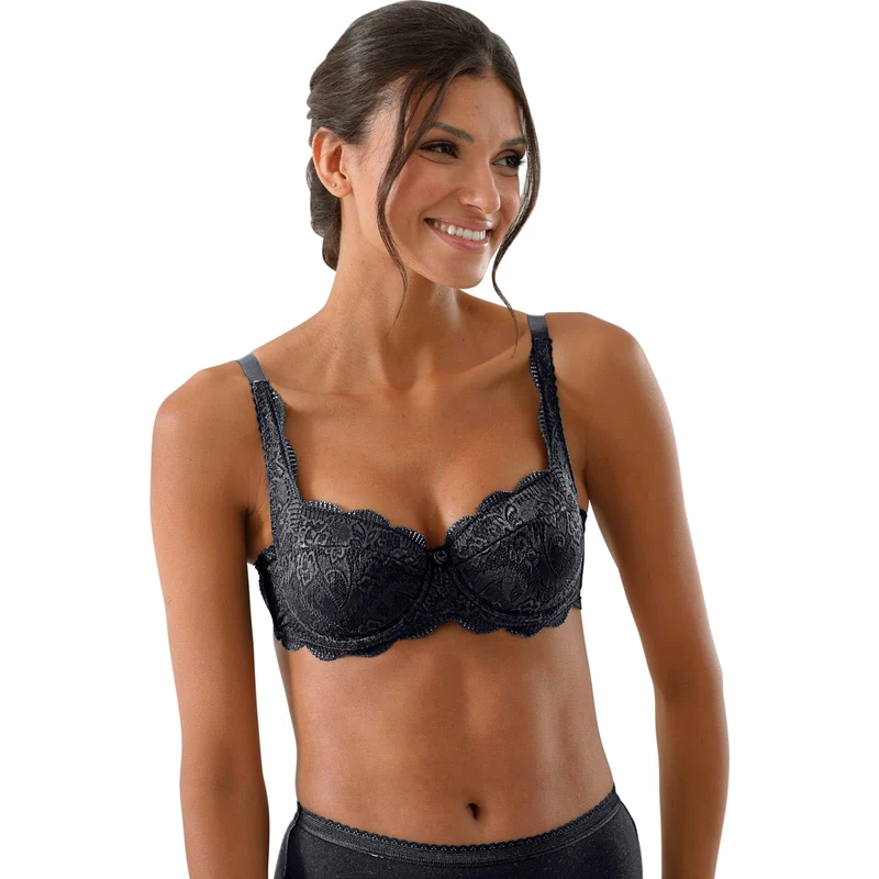 Susa Women's Semi-Transparent NA Dirndl Bra, Black, 38D