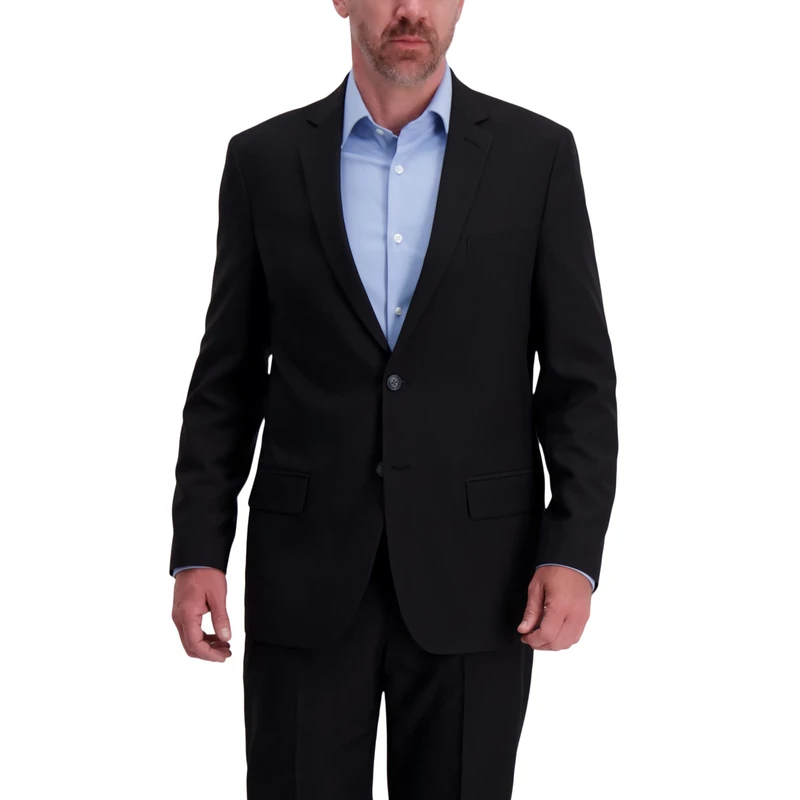 Haggar Men's Smart Wash Premium Stretch Classic Fit Solid Suit Separates-Pants & Jackets Business, Black, 42