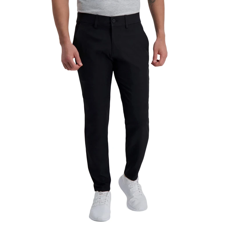 Haggar Men's The Active Series Slim Fit Flat Front Pant, Onyx, 34W x 30L
