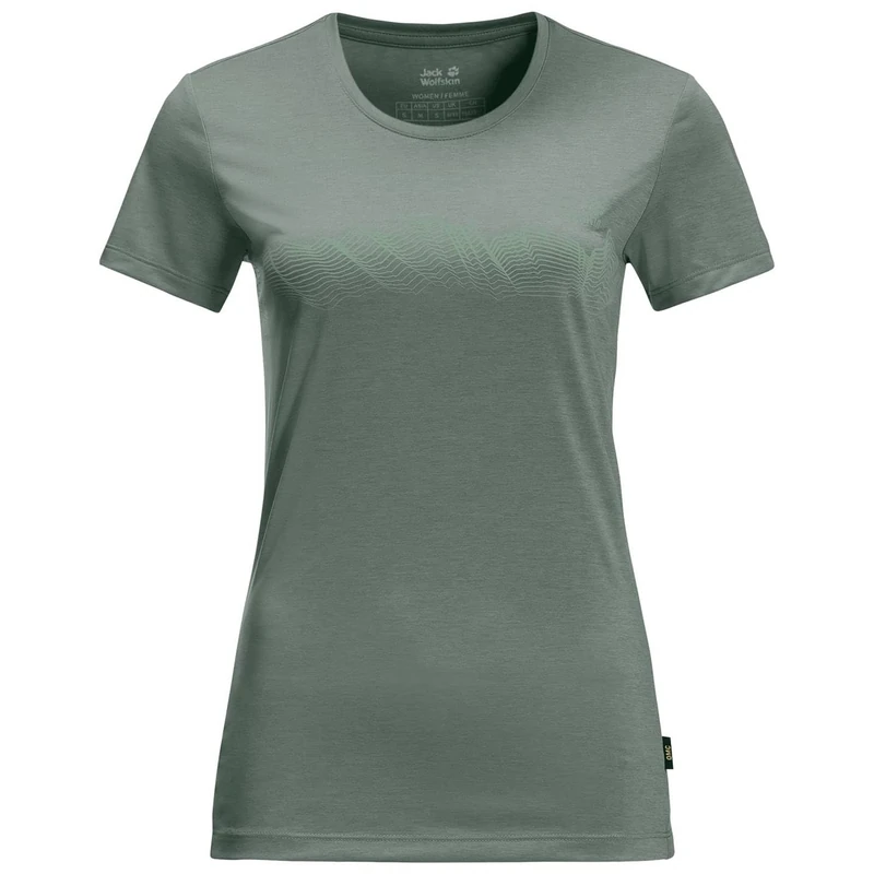 Jack Wolfskin Women's Standard Crosstrail Graphic T, Hedge Green, Small