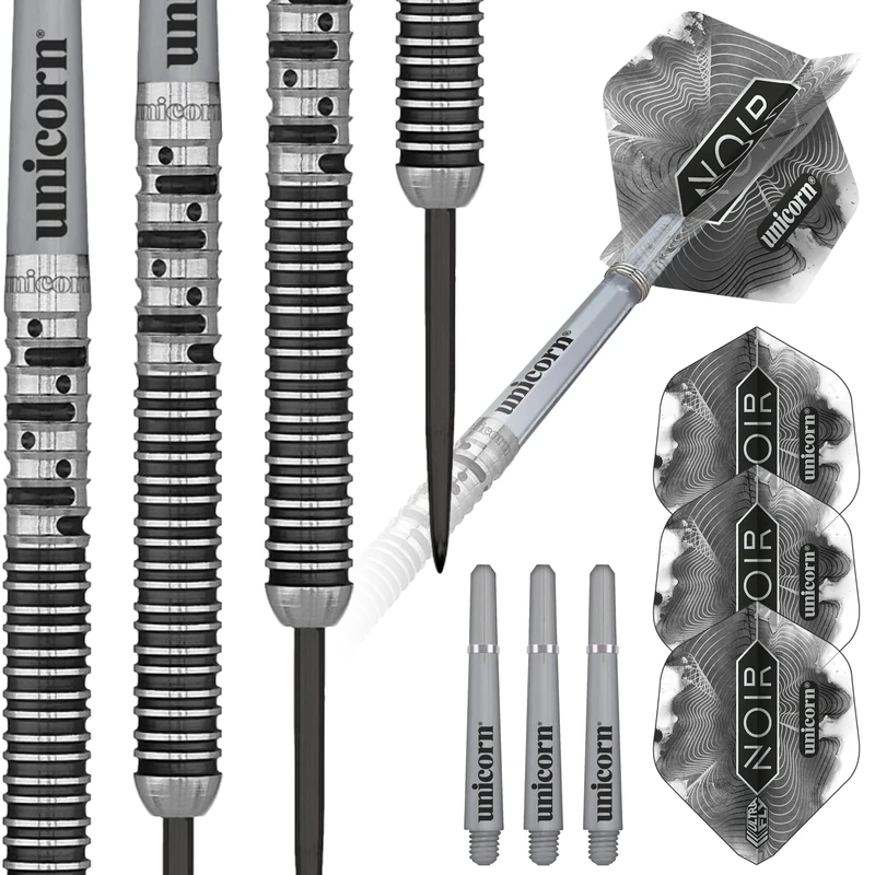 Unicorn Steel Tip Professional Darts Set | Gary 'The Flying Scotsman' Anderson Noir Organic Phase 5 | 90% Tungsten Barrels with Black Titanium Coating | 21 g