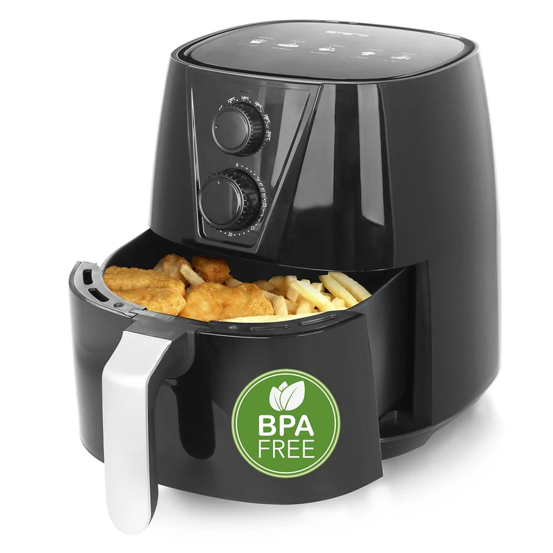 Emerio AF-126667 SmartFryer, AirFryer, Hot Air Fryer, Hot Air Fryer, No Extra Oil, XL, 3.8 Litre Volume, Cool Touch, BPA Free, Fast Heating, 1450W Black