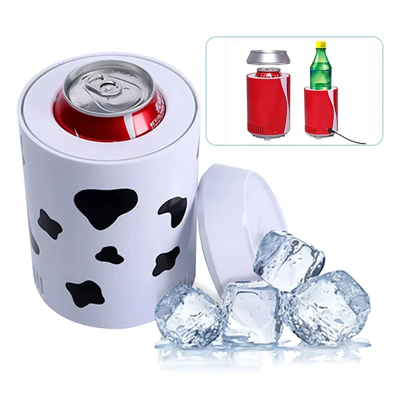 Mini USB Fridge, Portable Single Can USB Cooler and Warmer Desk Fridge for Home Office Travel PC Laptop Vehicle Car, plug & play (Color : White)