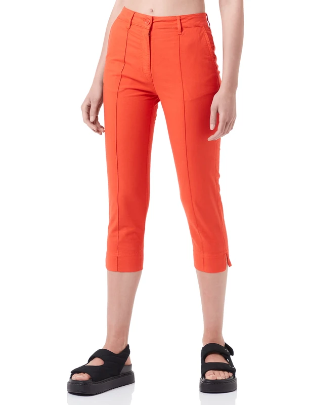 Love Moschino Women's Capri in Stretch Cotton-Linen Casual Pants, Orange, 40