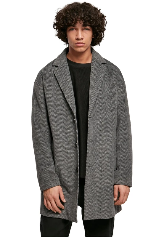 Urban Classics Men's Classic Herringbone Coat Jacket, Darkgrey, L