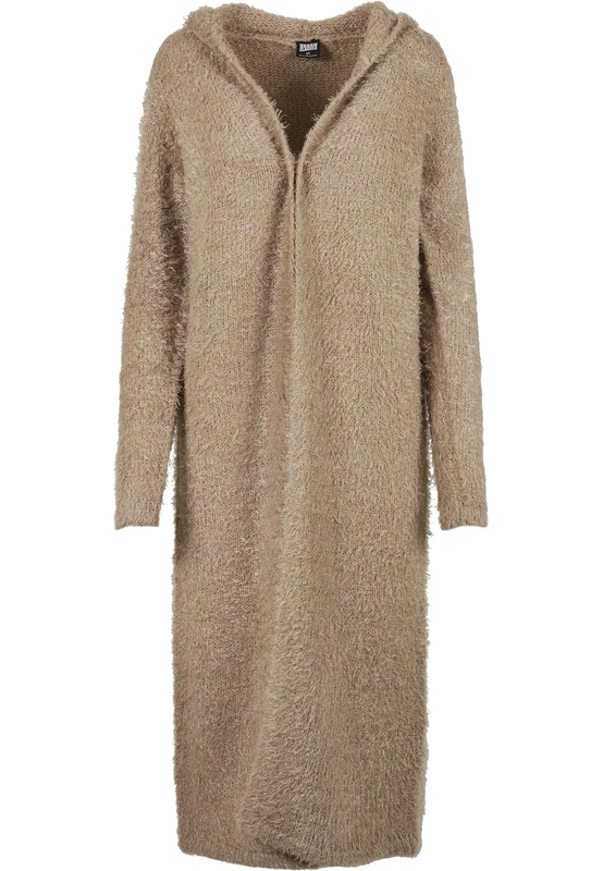 Urban Classics Women's Ladies Hooded Feather Cardigan Hooded Sweatshirt, softtaupe, XXL