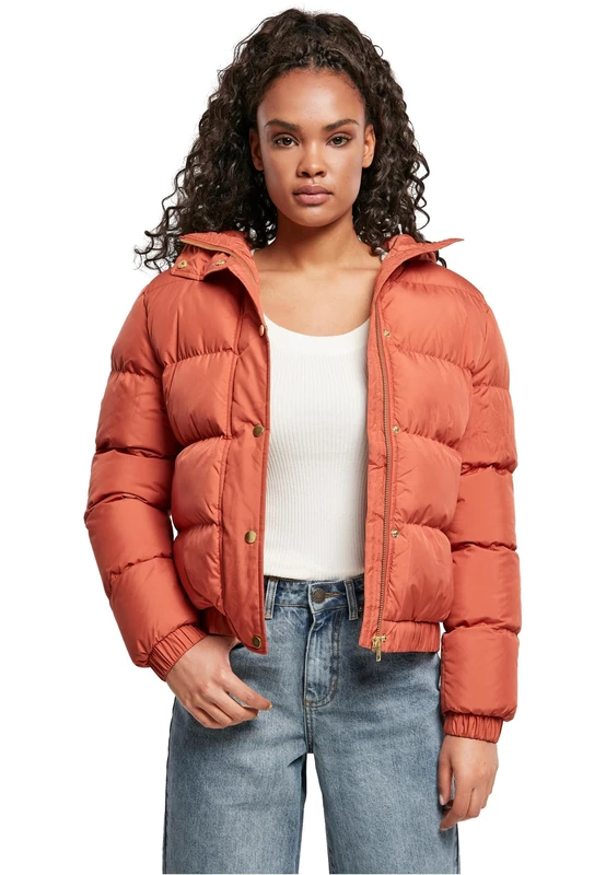 Urban Classics Women's Ladies Hooded Puffer Jacket, redearth, S