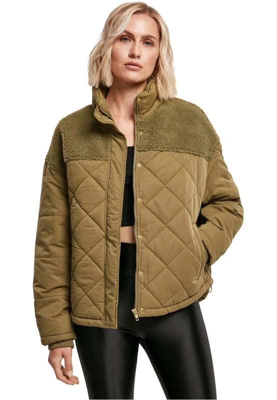 Urban Classics Women's Ladies Oversized Diamond Quilt Puffer Jacket, tiniolive, S