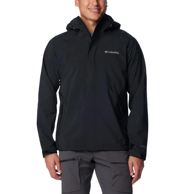 Columbia Men's Earth Explorer Shell Waterproof Rain Jacket, Black, Size XL