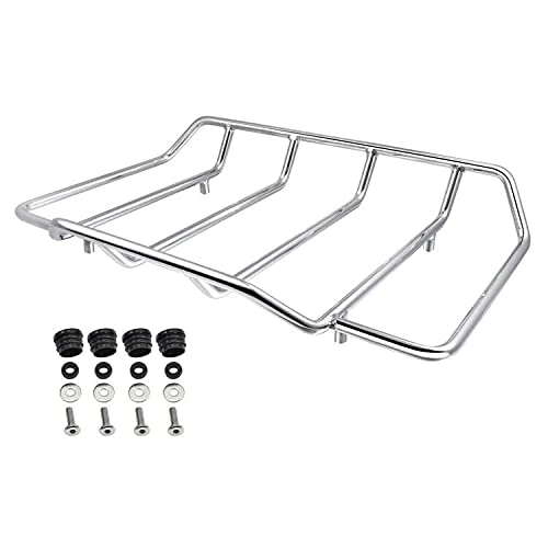 Benlari Chrome Tour Pack Luggage Rack Trunk Top Rack Motorcycle Trunk Rail Rack Compatible for Harley Touring Street Glide Electra Glide Road Glide Road King Ultra Limited 1984-2023
