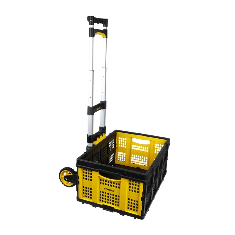 STANLEY Set Folding Sack Truck & Professional Folding Box Load 60 kg with Basket Holder, SXWTD-FT501 & SXWTD-FT505, Transport Trolley, Non-Slip Plate, Includes Elastic Lashing Strap - Image 1