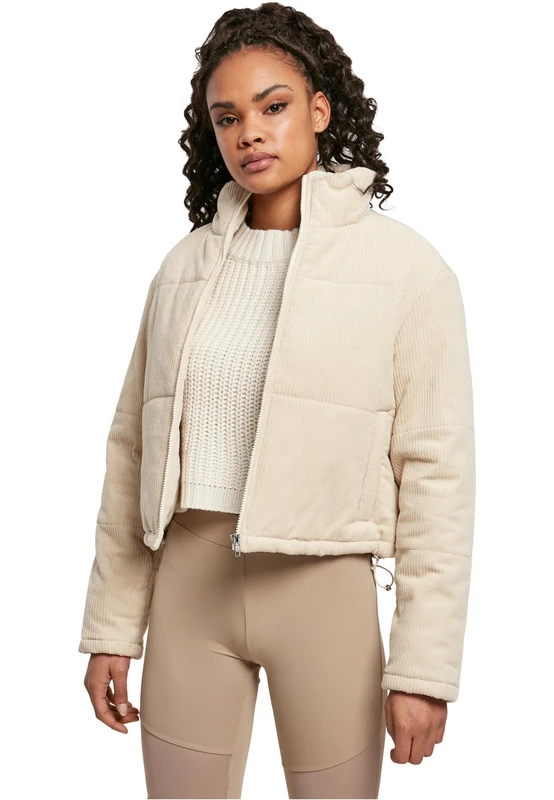 Urban Classics Women's Ladies Corduroy Puffer Jacket, whitesand, 5XL