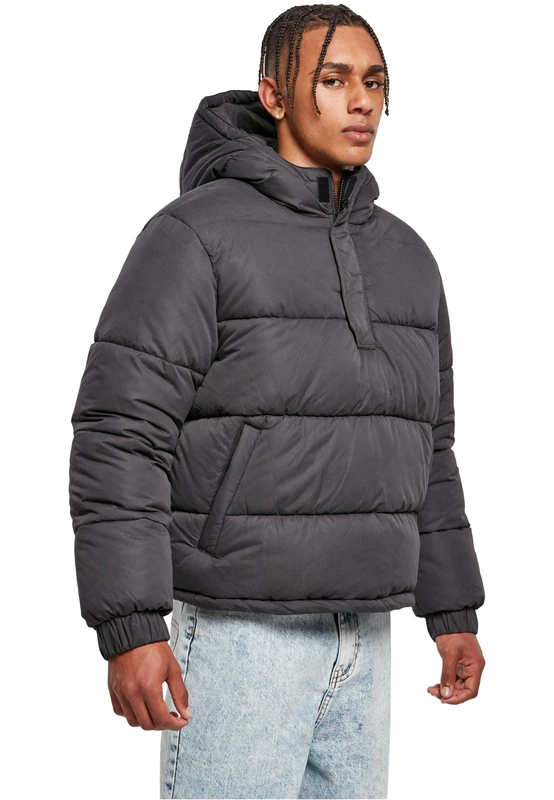 Urban Classics Men's Hooded Cropped Pull Over Jacket, Black, 3XL