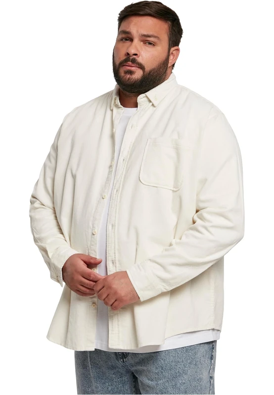 Urban Classics Men's Corduroy Shirt Shirt, whitesand, 5XL
