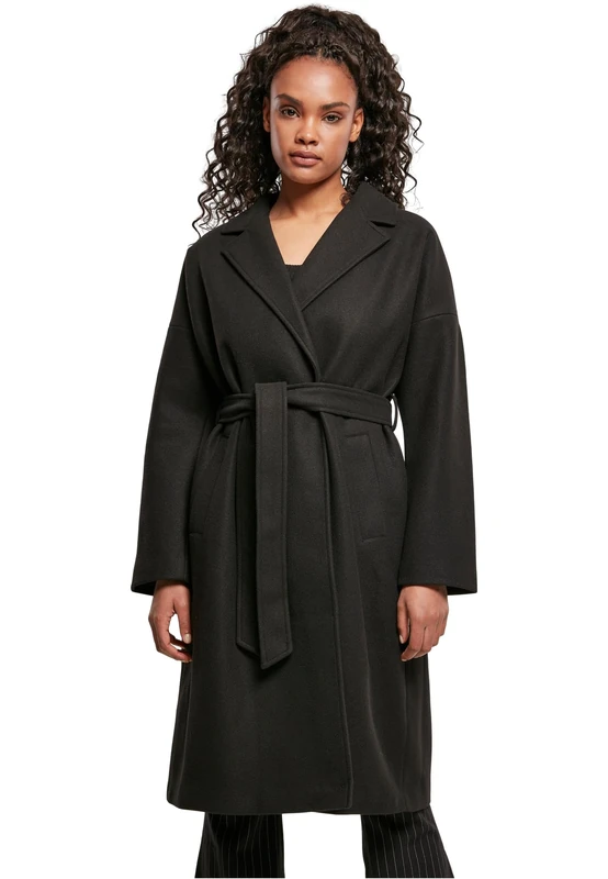Urban Classics Women's Ladies Oversized Classic Coat Jacket, Black, M