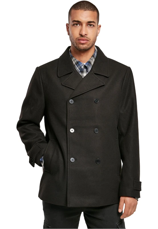 Urban Classics Men's Classic Pea Coat Jacket, Black, XXL