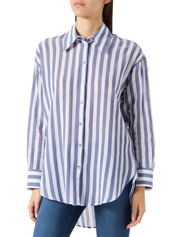 Seidensticker Women's 132511-16 Blouse, Blau-Weiß, 40