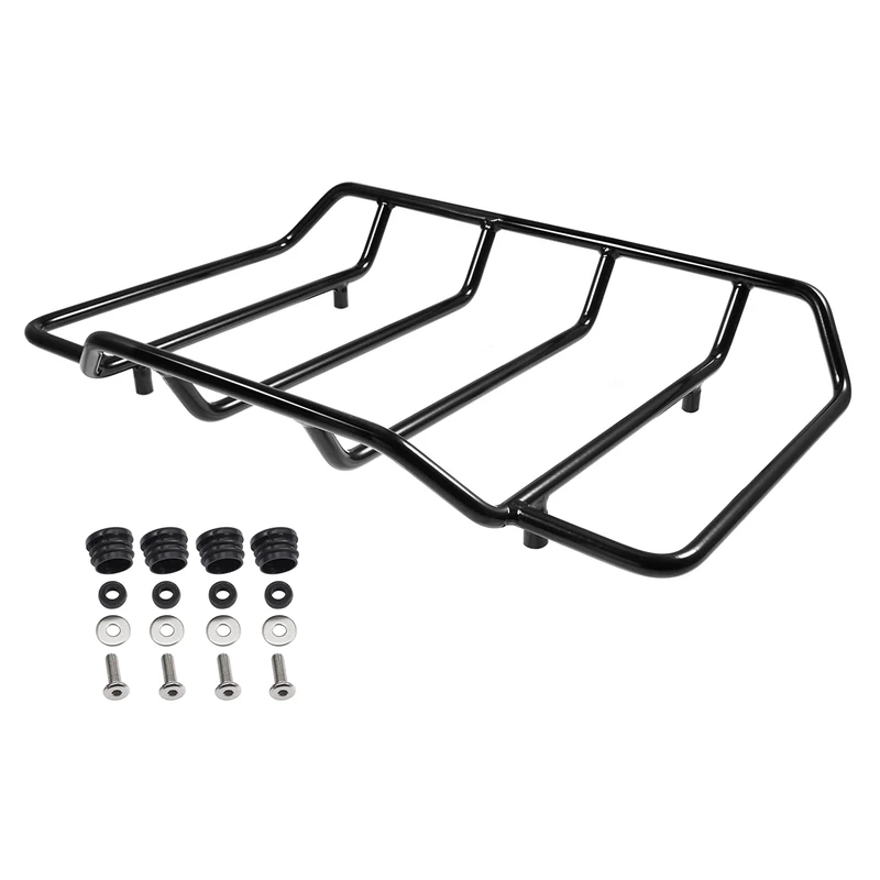 Benlari Black Tour Pack Luggage Rack Trunk Top Rack Motorcycle Trunk Rail Rack Compatible for Harley Touring Street Glide Electra Glide Road Glide Road King Ultra Limited 1984-2023