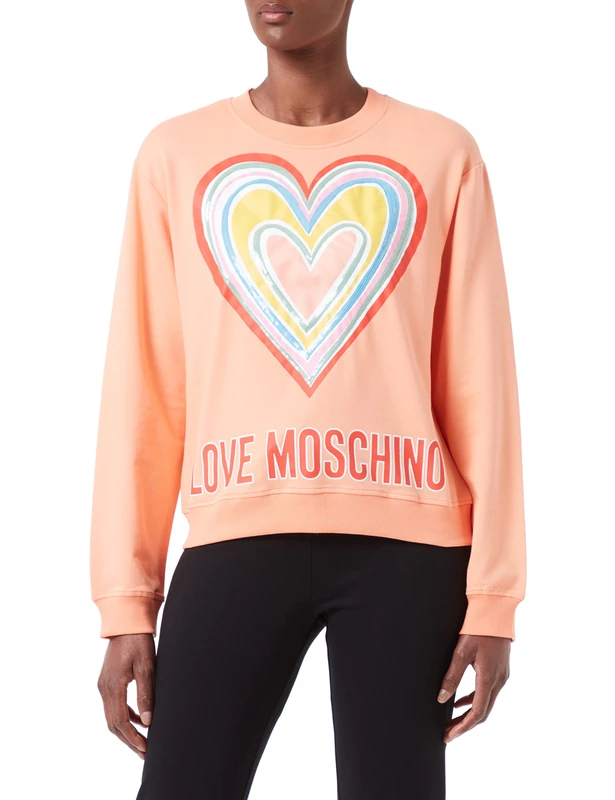 Love Moschino Women's Multicolor Heart Sweatshirt, Pink, 38