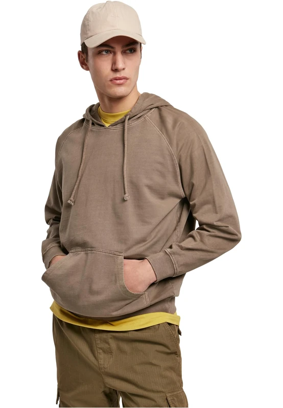 Urban Classics Men's Overdyed Hoody Hooded Sweatshirt, darkkhaki, M