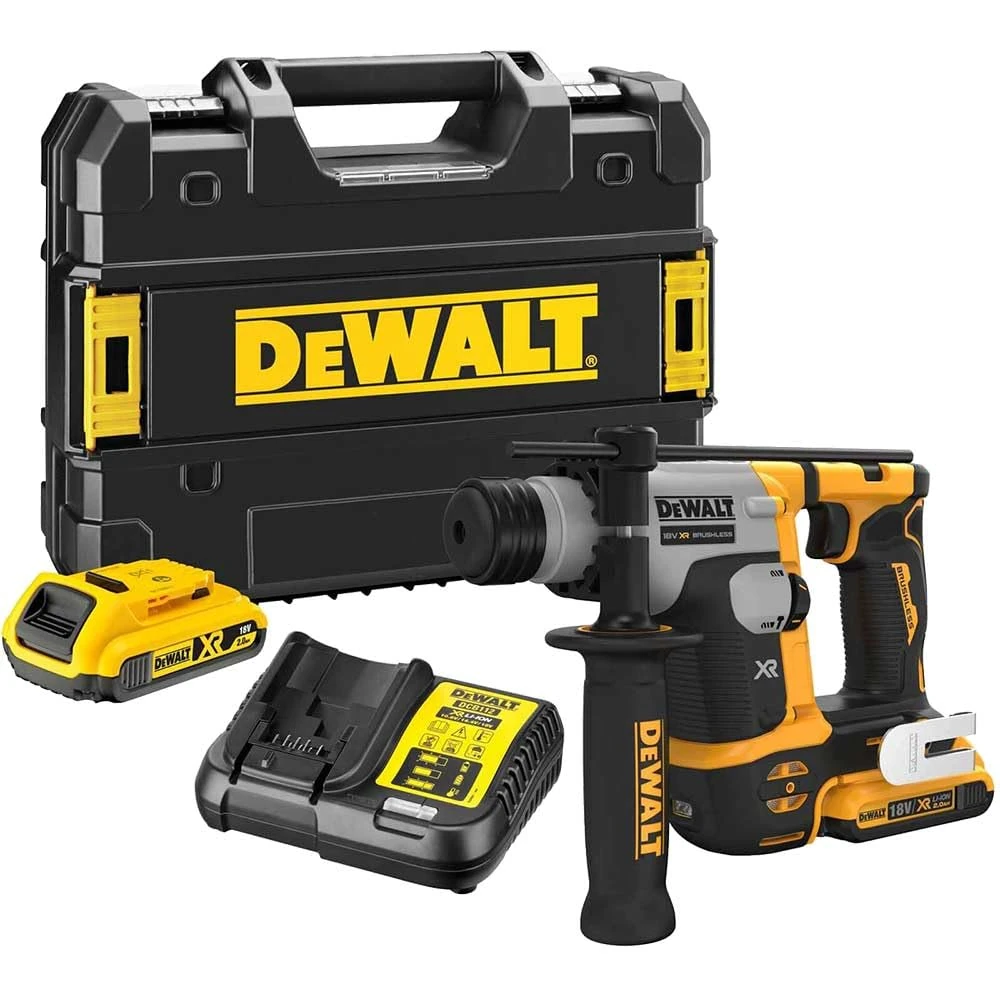 DEWALT DEWDCH172D2 DCH172D2 Ultra-Compact XR SDS Plus Rotary Hammer 18V 2 x 2.0Ah Li-ion, 18 V, Black/Yellow