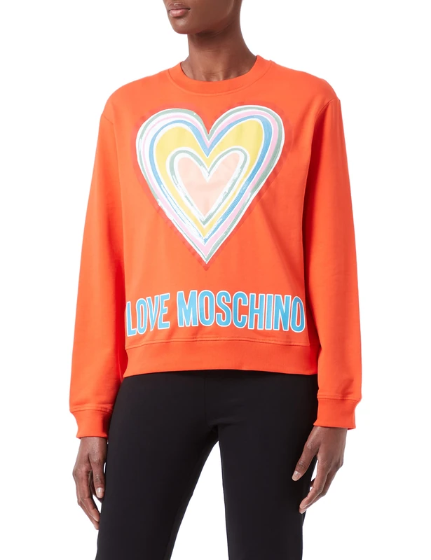 Love Moschino womens multicolor heart Sweatshirt, Orange, 42 - Image 1