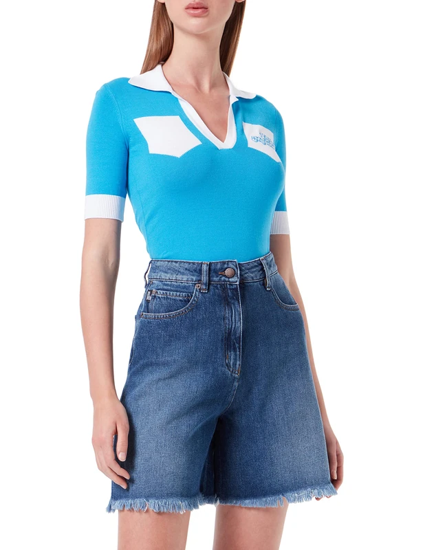 Love Moschino Women's Bubble Embroidery. Sweater, Light Blue, 38