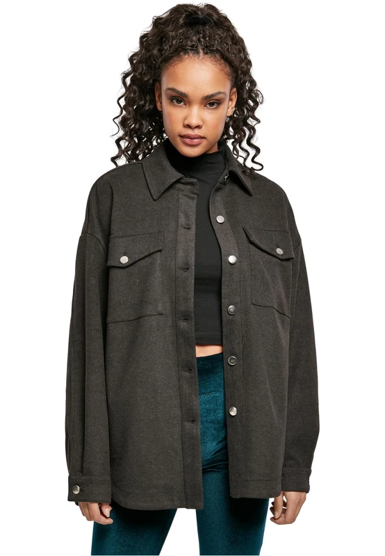 Urban Classics Women's Ladies Classic Overshirt Shirt, Charcoal, XXL