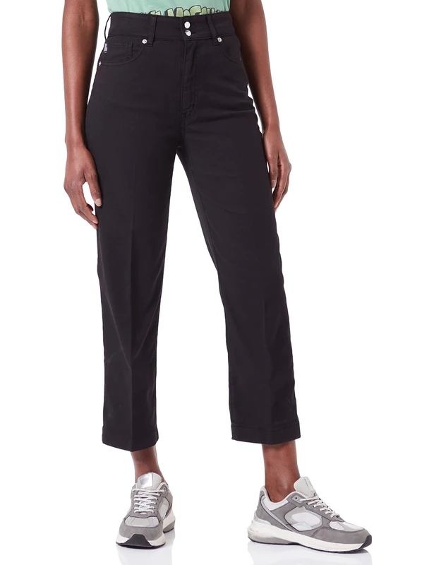 Love Moschino Women's high-Waisted Regular fit Trousers in Stretch Lyocell Gabardine Shorts, Black, 27