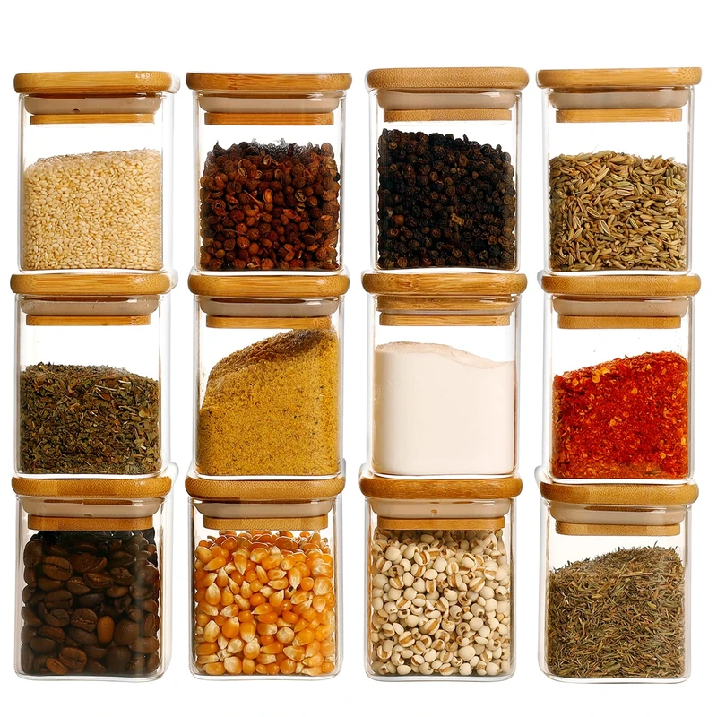 Glass Spice Jars with Bamboo Lids - 20 Pcs Thicken(2.4mm) 4oz Airtight Seasoning Containers with 131 Waterproof Minimalist Spice labels Preprinted - Small herb Jars for Pantry Organization and Storage - Image 1