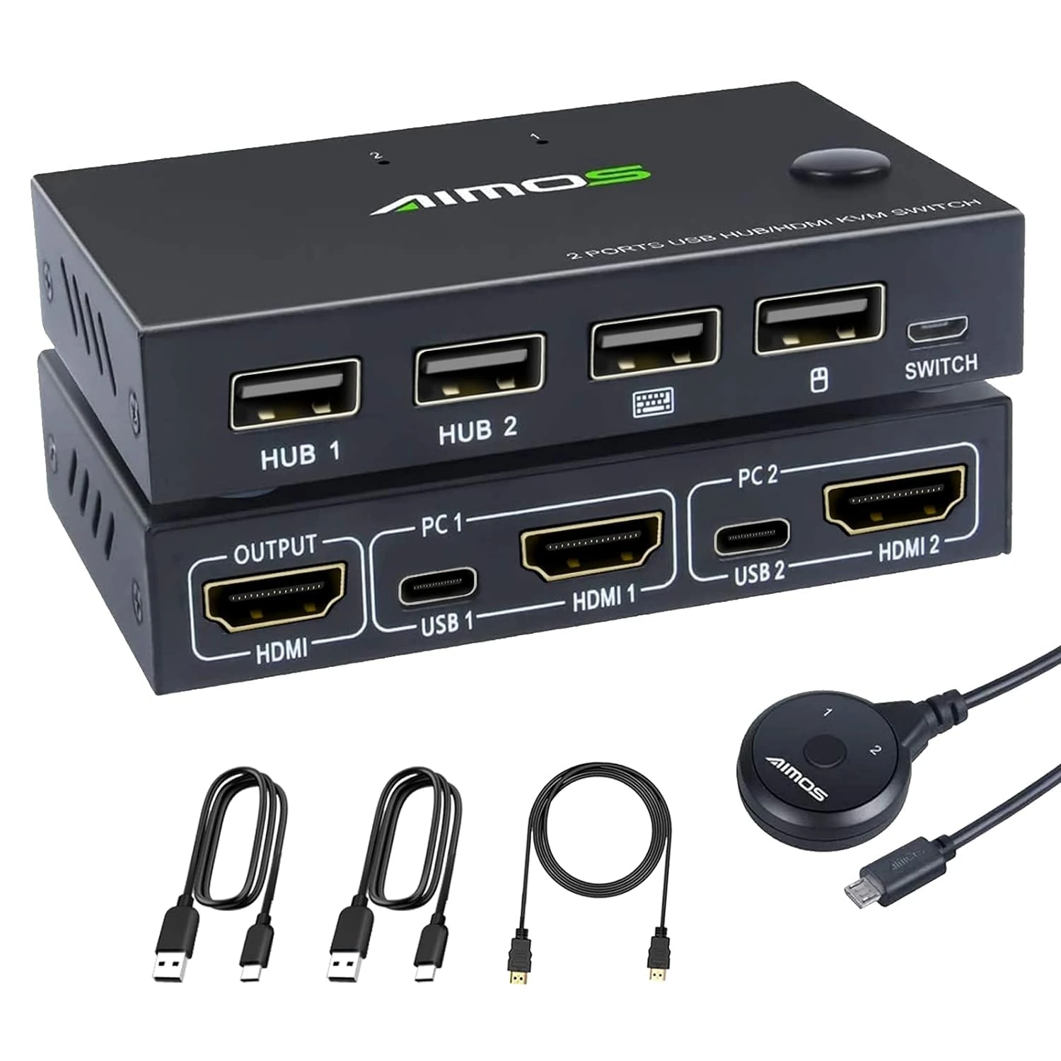 HDMI KVM Switch 2 Computers,MLEEDA 2 Port USB HDMI Switcher for 2 Computer Share 1 Monitor,with Wired Remote and 2 USB Cables (USB2.0 KVM Switch 2 Computer)